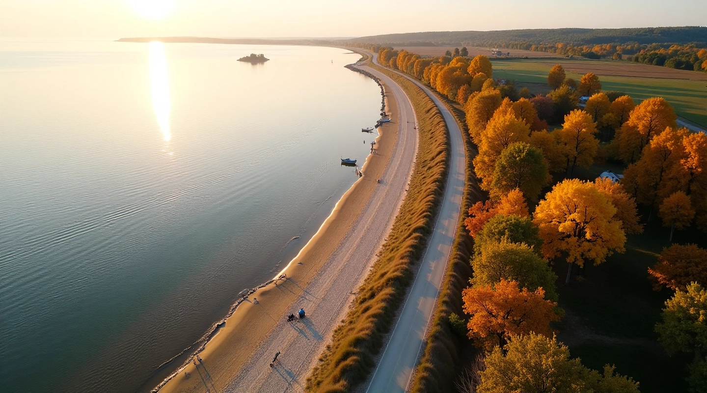 Kuršių marių pakrantės dviračių takas su nuostabia vaizdais